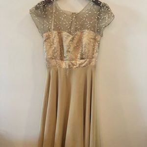 Champagne formal lace One of a kind Custom Lace sweetheart full skirt dress